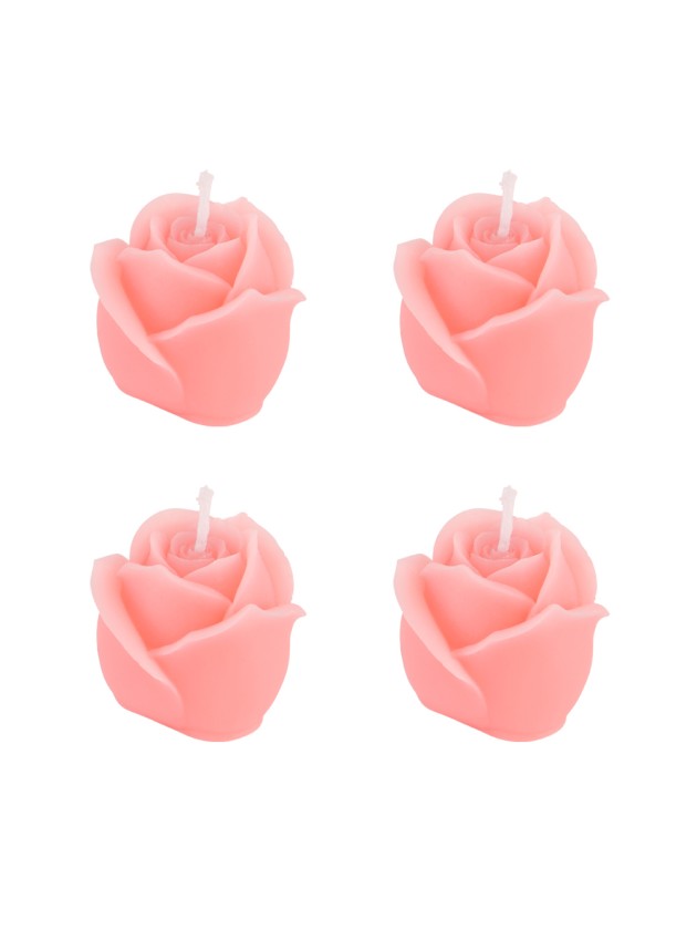 4 ROSA ROSENKERZEN 4.5CM X 4.5CM X 4CM