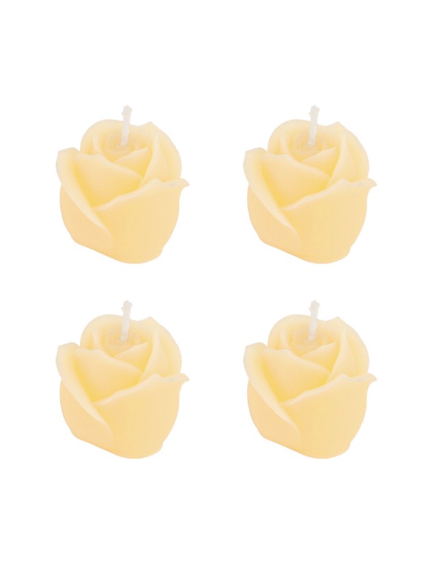 4 GELBEN ROSENKERZEN 4.5CM X 4.5CM X 4CM