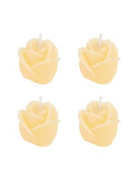4 YELLOW SAND ROSE-SHAPED CANDLES 4.5CM X 4.5CM X 4CM