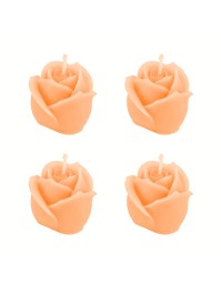 4 MELON ROSE-SHAPED CANDLES 4.5CM X 4.5CM X 4CM