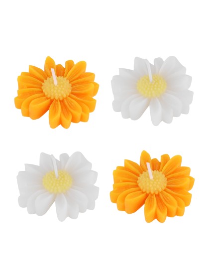 4 MARGERITENKERZEN 2 SORTIERT 6CM X 5.7CM X 1.5CM