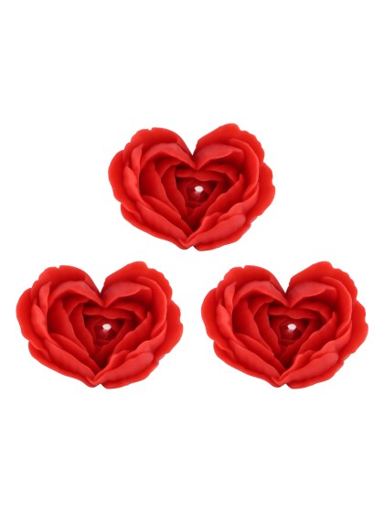 3 KERZEN IN ROTFARBENER HERZFORM 6.5CM X 4.5CM X 3.3CM