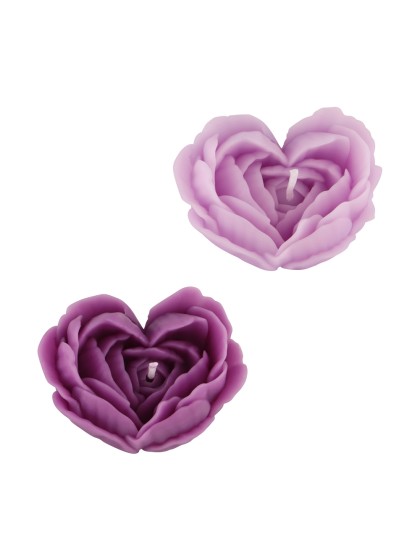 2 KERZEN IN LILAFARBENER HERZFORM 2 SORTIERT 7.5CM X 6CM X 3.7CM
