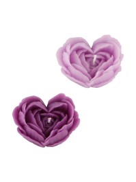 2 BOUGIES FORME COEUR ROSE LILAS/AMETHYSTE 2 ASSORTIES 7.5CM X 6CM X 3.7CM
