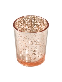 PINK GOLD GLASS METAL CANDLE HOLDER 5.5CM X 6.7CM