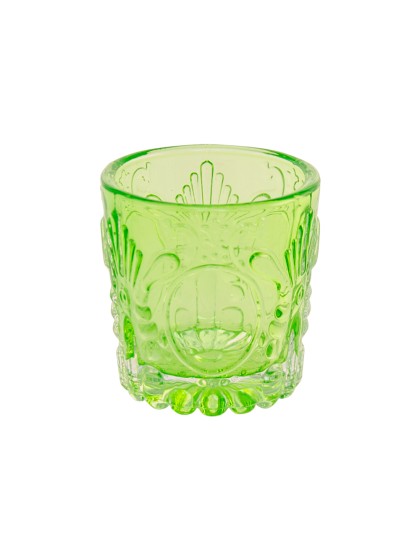 LIME GREE ART DECO CANDLEHOLDER DIA 5.6CM X 5.7CM
