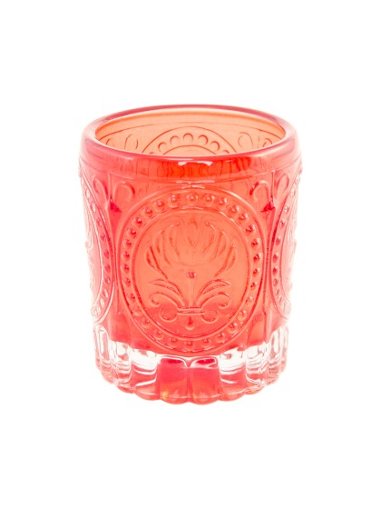 RED ART DECO CANDLEHOLDER DIA 6.7CM X 7.8CM