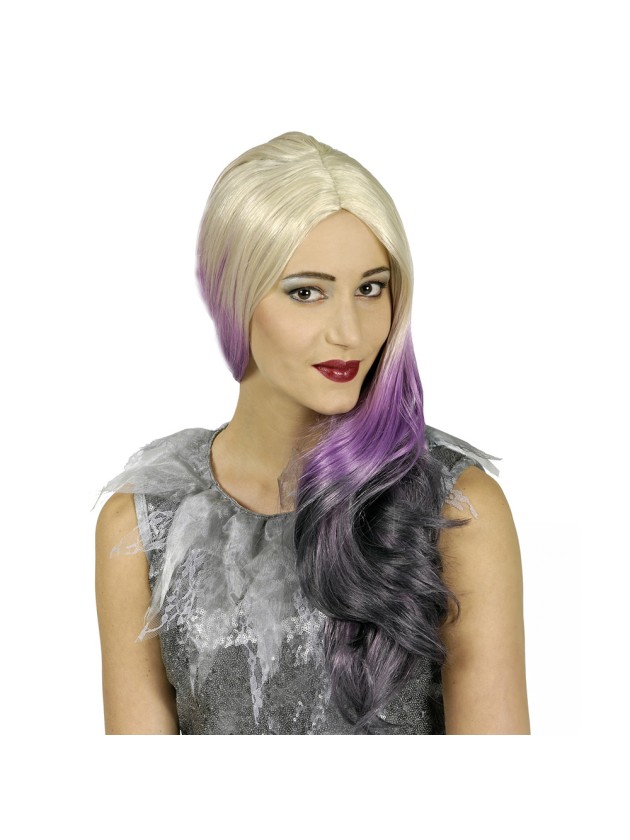 PERRUQUE CRISTAL BLOND ARGENTE POINTES GRISES 