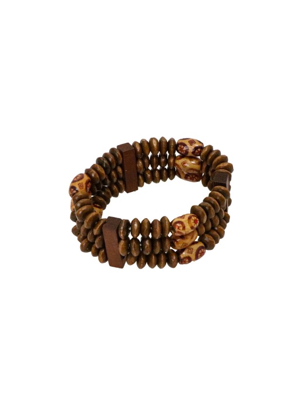 BRACELET INDIEN PERLES MARRON FONCÉ 