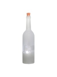 GLASS BOTTLE W/ RUNNING SANTA W/ LED 7CM X 30CM