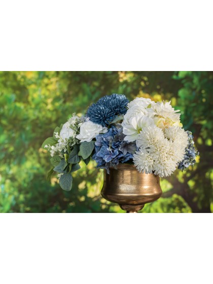BOUQUET 6 DAHLIAS BLEU DENIM DIA 13CM X 26CM