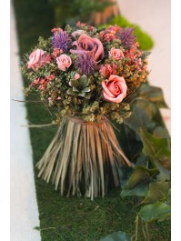 MIX GARDEN PINK ROSES WITH GREENERY DIA 16CM X 20CM