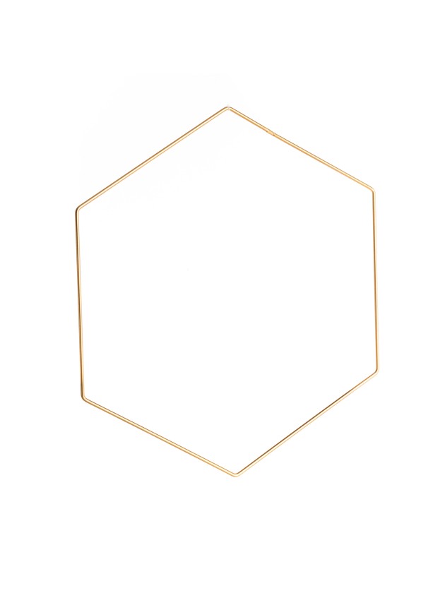 GOLD METAL HEXAGONAL HANGING DECO 40CM X 40CM X 0.3CM