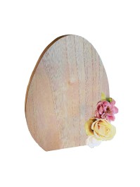 WOODEN EGG WITH FLOWERS 14CM X 1.8CM X 18.5CM