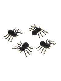 SET 4 FLOCKED GLITTERED SPIDERS GOLD 10X7.6X2.7CM HT 