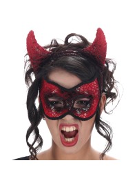 KIT DIABLESSE 2 PIECES: SERRE TETE CORNES + MASQUE TU