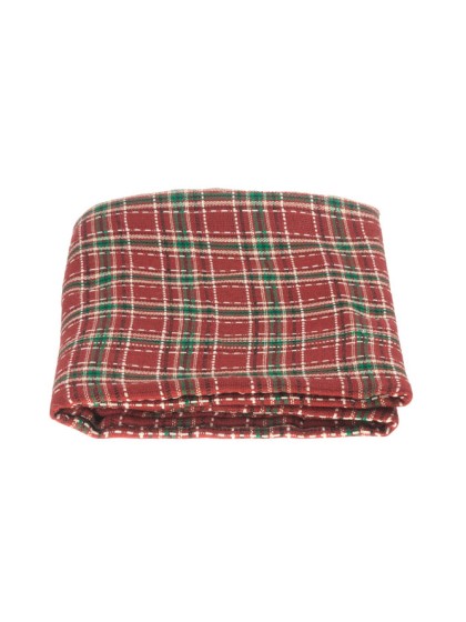 GEFALTETE TISCHDECKE STOFF PAISLEY ROUGE/VERT 140CM X 240CM