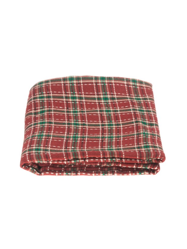 GEFALTETE TISCHDECKE STOFF PAISLEY ROUGE/VERT 140CM X 240CM