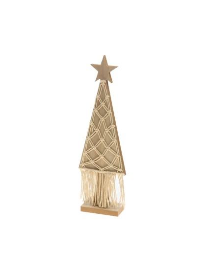 NATURAL WOODEN TREE MACRAME ON BASE 11.5CM X 5CM X 36CM