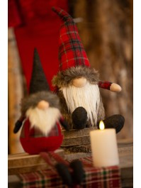 GNOME LIAM ASSIS ROUGE/GRIS FOURRURE 26CM X 18CM X 44CM