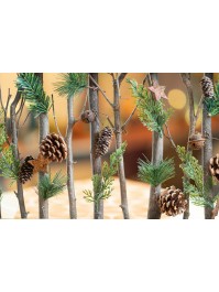 CADRE BOIS VINTAGE NOEL ETOILES PAILLETTES AMBRE ET GRELOTS VIEILLIS 50CM X 6CM X 30CM