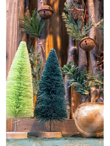 SAPIN VERT CLAIR SUR SOCLE BOIS DIA 11CM X 24CM