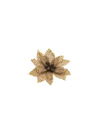 4 JUTE POINSETTIA GOLD GLITTER 6CM