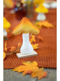 PILZ SAMT ORENGEL/JAUNE AUF HOLZSOCKEL 13.5CM X 5CM X 20CM