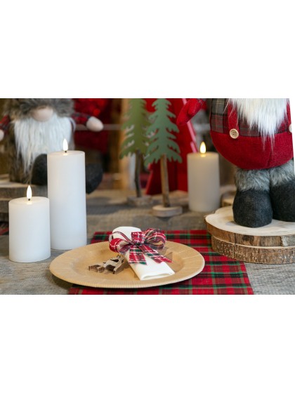 WAX LED RUSTIC WHITE CANDLE W/ TIMER 7.5CM X 15CM