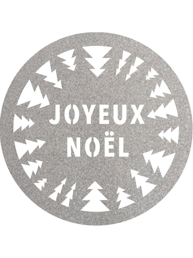 6 SETS DE TABLE PAILLETTES PREMIUM ARGENT JOYEUX NOEL SAPINS DIA 34CM