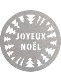 6 SETS DE TABLE PAILLETTES PREMIUM ARGENT JOYEUX NOEL SAPINS DIA 34CM