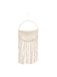 WANDDEKO MAKRAMEE ARRUNDIE BEUTEL WEISS CASSE 30CM X 1CM X 64-74CM