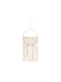 WANDDEKO MAKRAMEE ARRUNDIE BEUTEL WEISS CASSE 19CM X 1CM X 42-52CM