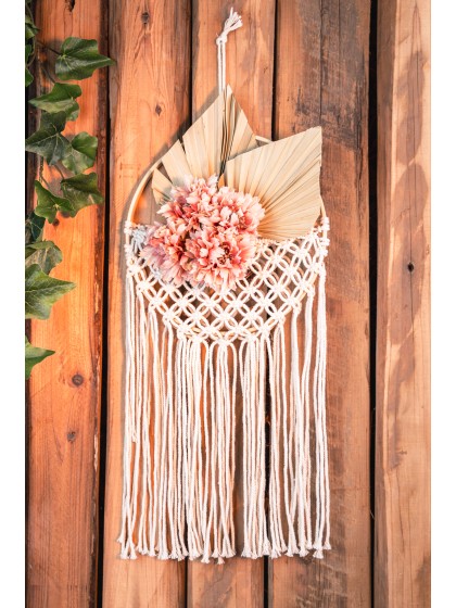 OFF-WHITE MACRAME POCKET WALL DECO 19CM X 1CM X 42-52CM