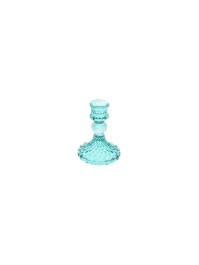 PEACOCK BLUE CANDLE HOLDER DIA 8CM X 10.5CM