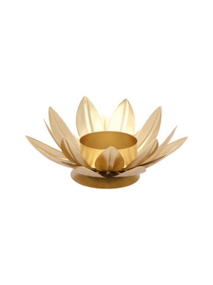 PORTE BOUGIE CHAUFFE PLAT FLEUR DOREE DIA 11.5CM X 5CM