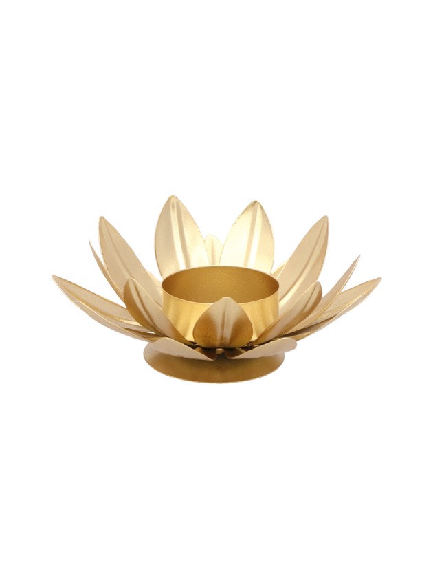 PORTE BOUGIE CHAUFFE PLAT FLEUR DOREE DIA 11.5CM X 5CM