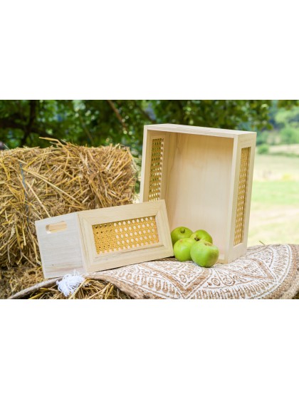 SET 3 CAGETTES BOIS CANNAGE 31.5CM X 24.5CM X 15CM/25.5CM X 18.5CM X 14CM/19.5CM X 12.5CM X 13CM