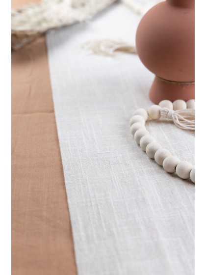 CHEMIN DE TABLE COTON LAVE IVOIRE 30CM X 5M