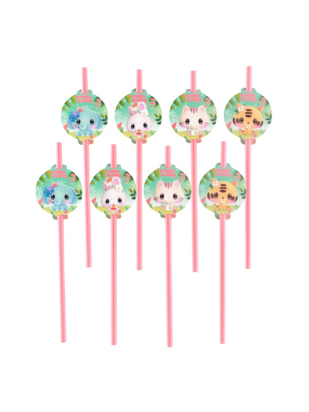 PACK 8 PAPER STRAWS + DECO BANGOBERRY © 19.6CM / DIA 4.8CM X 6.3CM HT