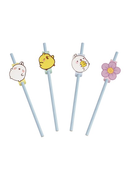 PACK 8 PAPER STRAWS + DECO MOLANG © 19.6CM / DIA 4.2CM X 6.3CM HT