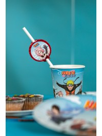 PACK 8 PAPER STRAWS + DECO NARUTO SHIPPUDEN © 19.6CM / DIA 4.8CM X 6.3CM HT
