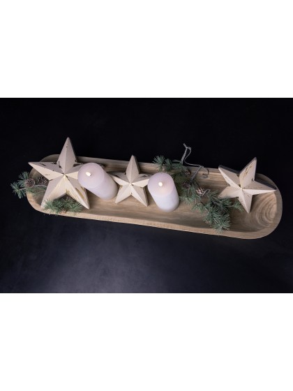 STERN HOLZ ASPECT SAMT WEISS BLATT D’OR 17CM X 7CM X 17CM