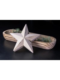WOODEN STAR WITH WHITE VELVET AND GOLDEN EFFECT 23CM X 8CM X 24CM