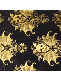TISCHLÄUFER SAMT SCHWARZ SKULL BAROQUE IMPRESSION GOLD 28CM X 3M