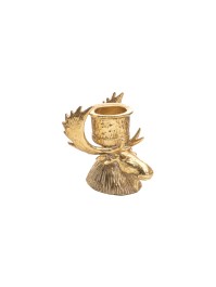 KERZENHALTER KUNSTHARZ HIRSCH GOLD 13.5CM X 14CM X 14CM