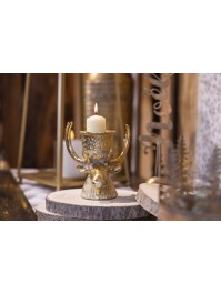 PORTE BOUGIE RESINE CERF OR 13.5CM X 14CM X 14CM