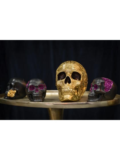 GOLDEN BAROQUE POLYRESIN SKULL 25CM X 15CM X 19.5CM 