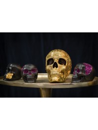GOLDEN BAROQUE POLYRESIN SKULL 25CM X 15CM X 19.5CM 