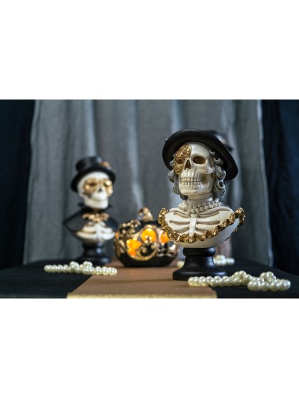 BUSTE KUNSTHARZ SKELETT GOLD FRAU 23.5CM X 19.5CM X 40.5CM